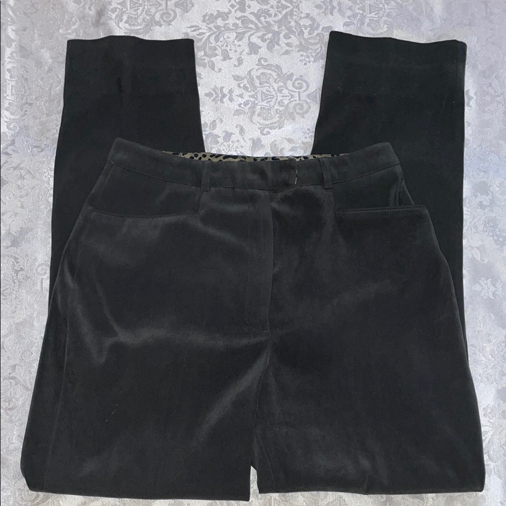 Renfrew Hunter green Satin Pants with Leopard Trim. Size 4. - Picture 1 of 4